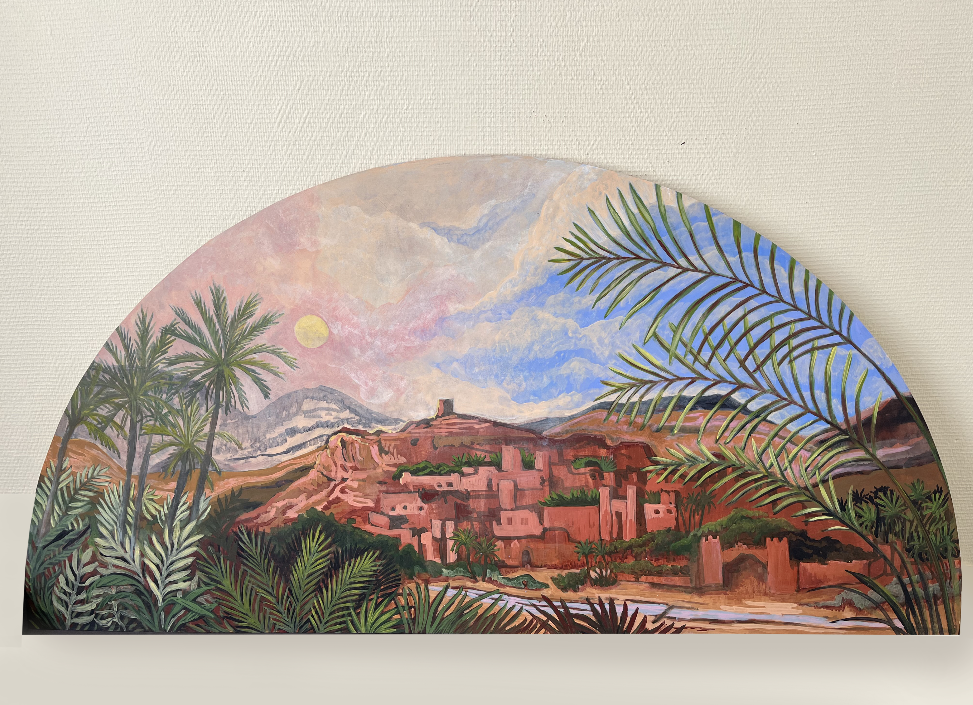 Eventail Ksar
peinture acrylique
format 140cm de large par 70cm de hauteur