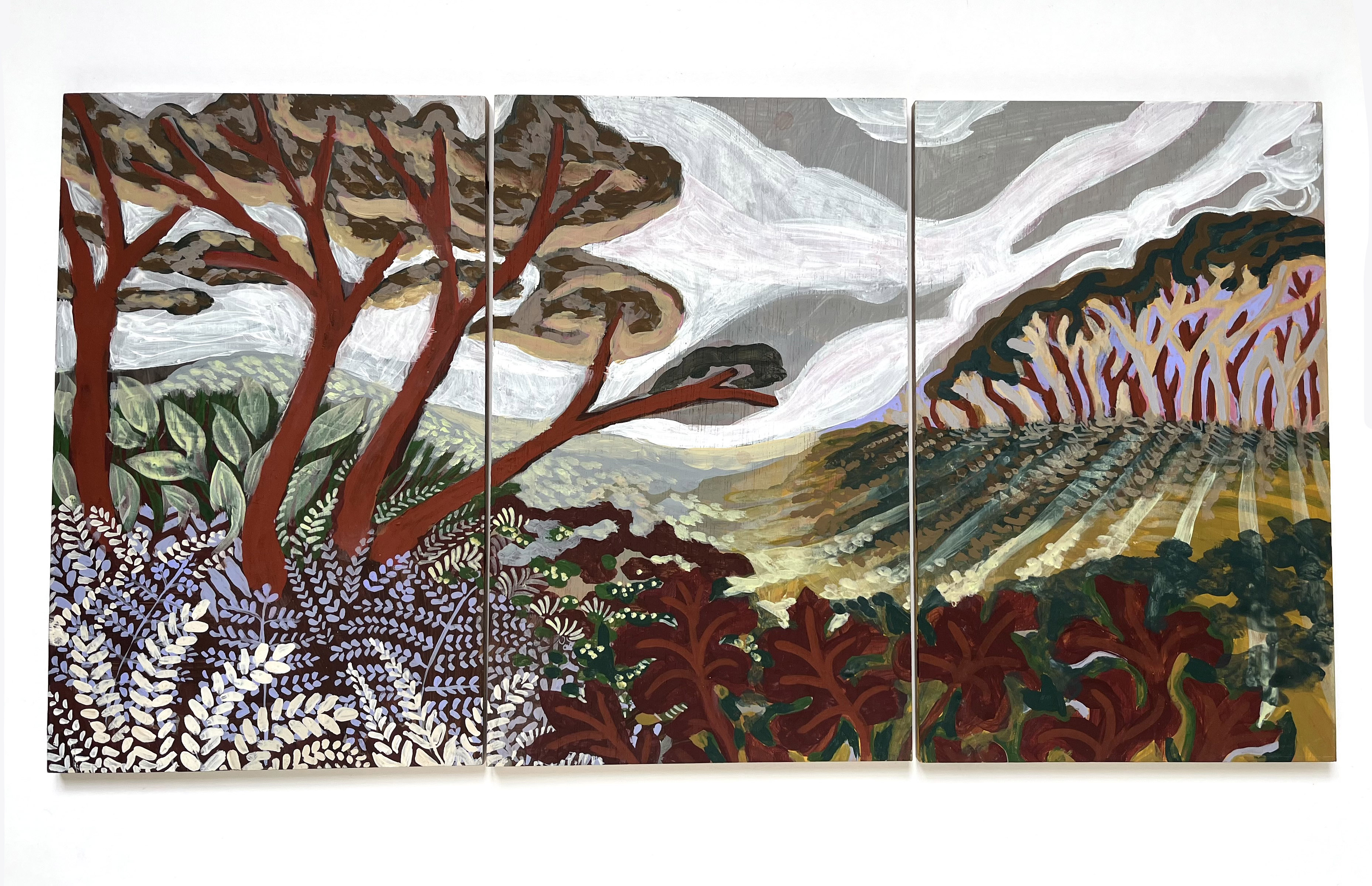 Triptyque Champs
peinture acrylique sur bois
format 57 cm par 30,5cm 