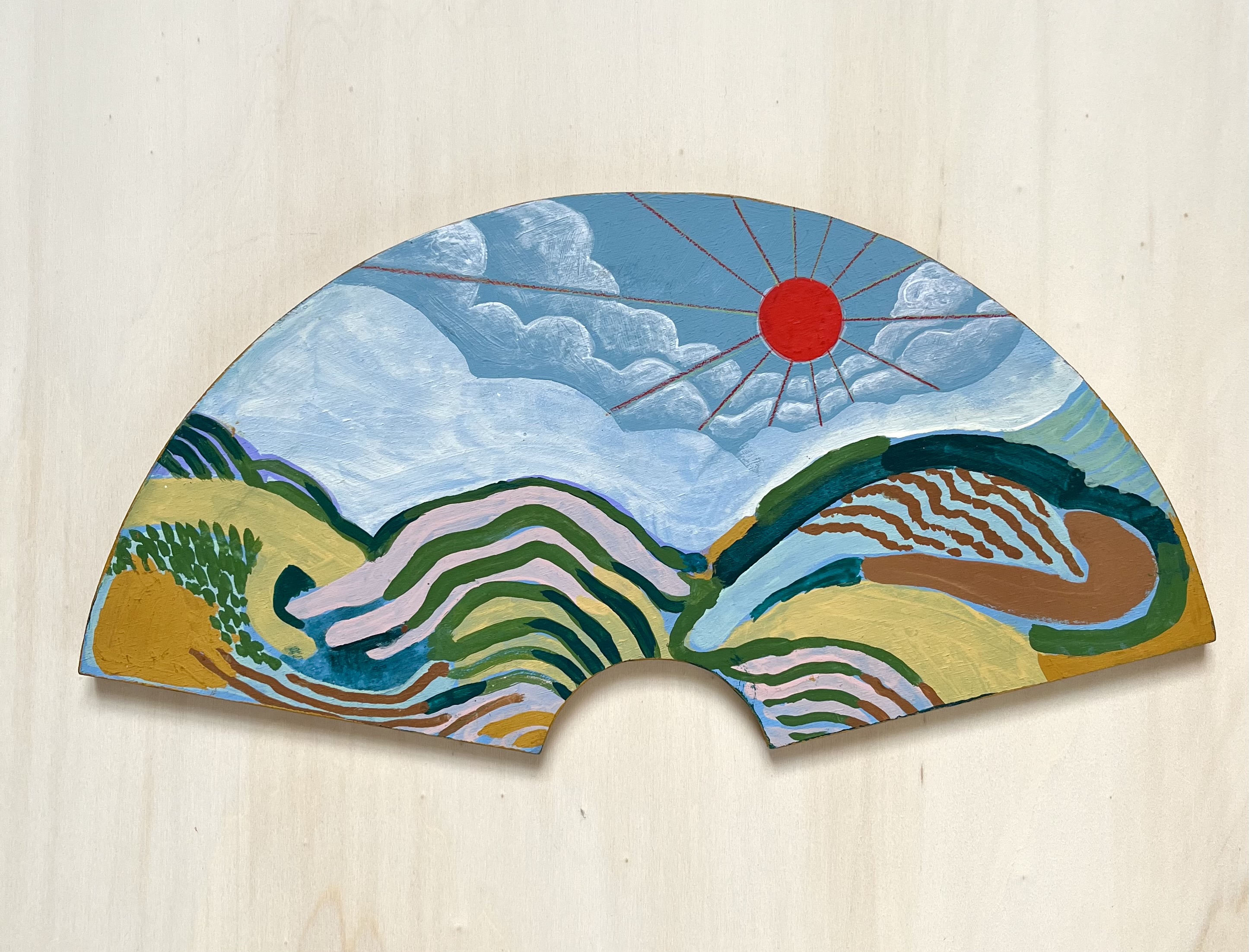 Eventail Champs
peinture acrylique
format 37cm de large par 20cm de hauteur