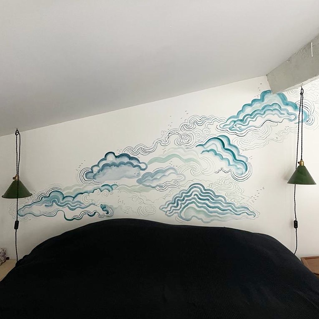 Tête de lit nuages 