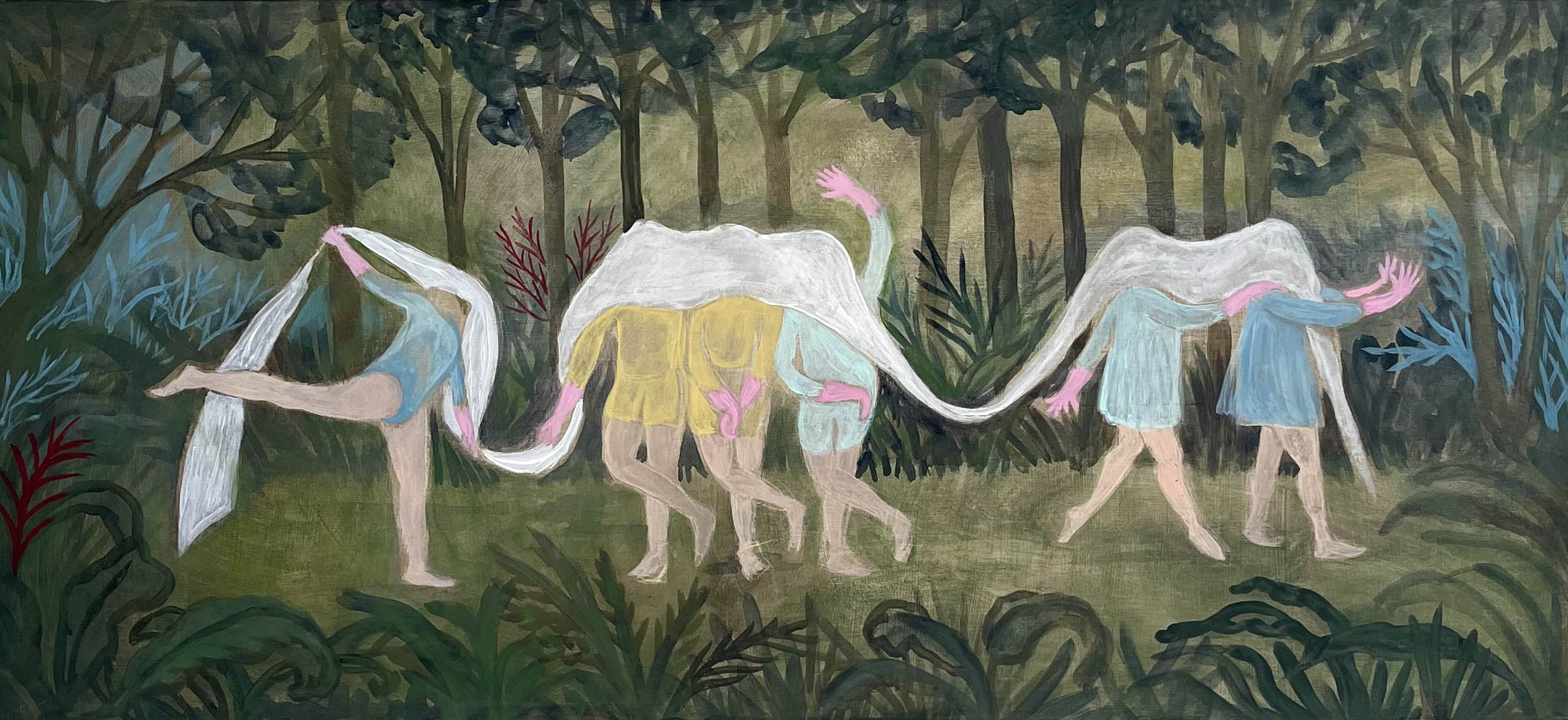 Les danseuses   
peinture sur bois
format 80 cm par 36 cm