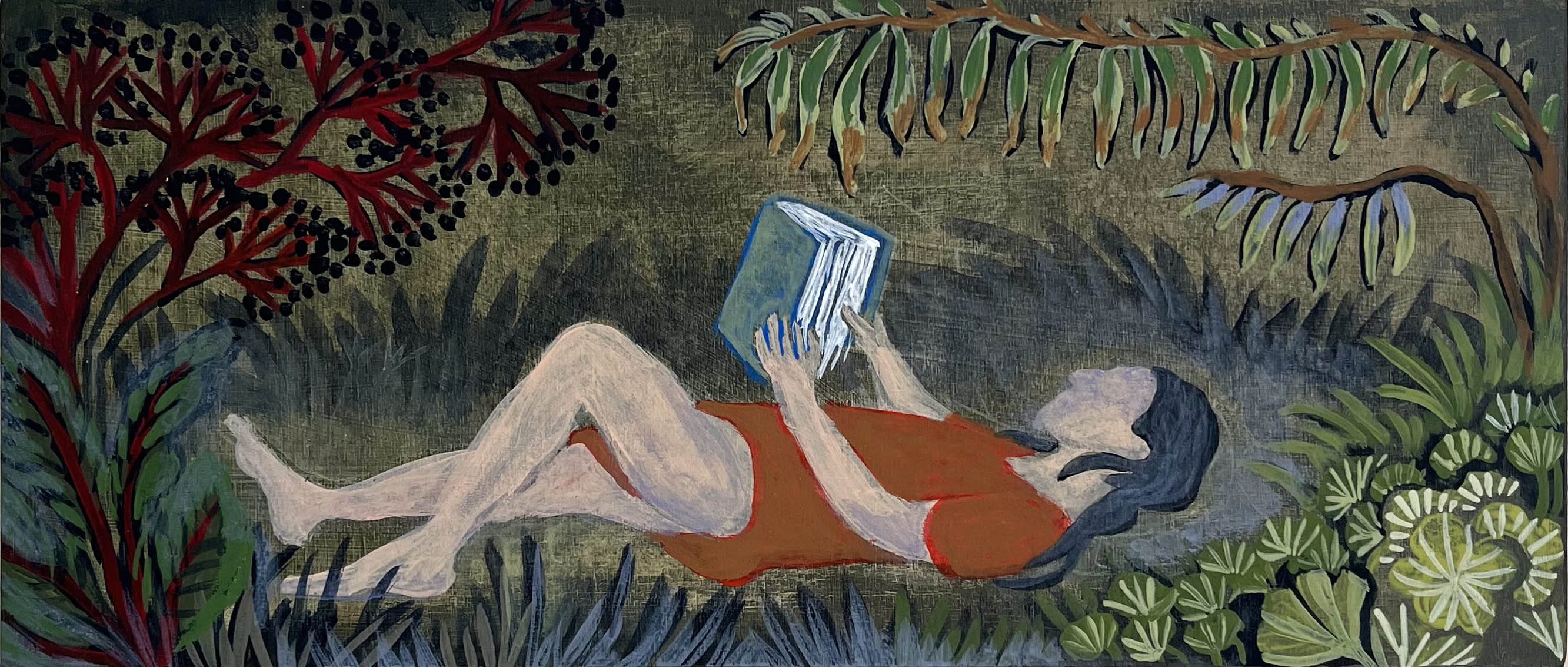 Lectrice sureau    
peinture sur bois
format 32 cm par 14 cm